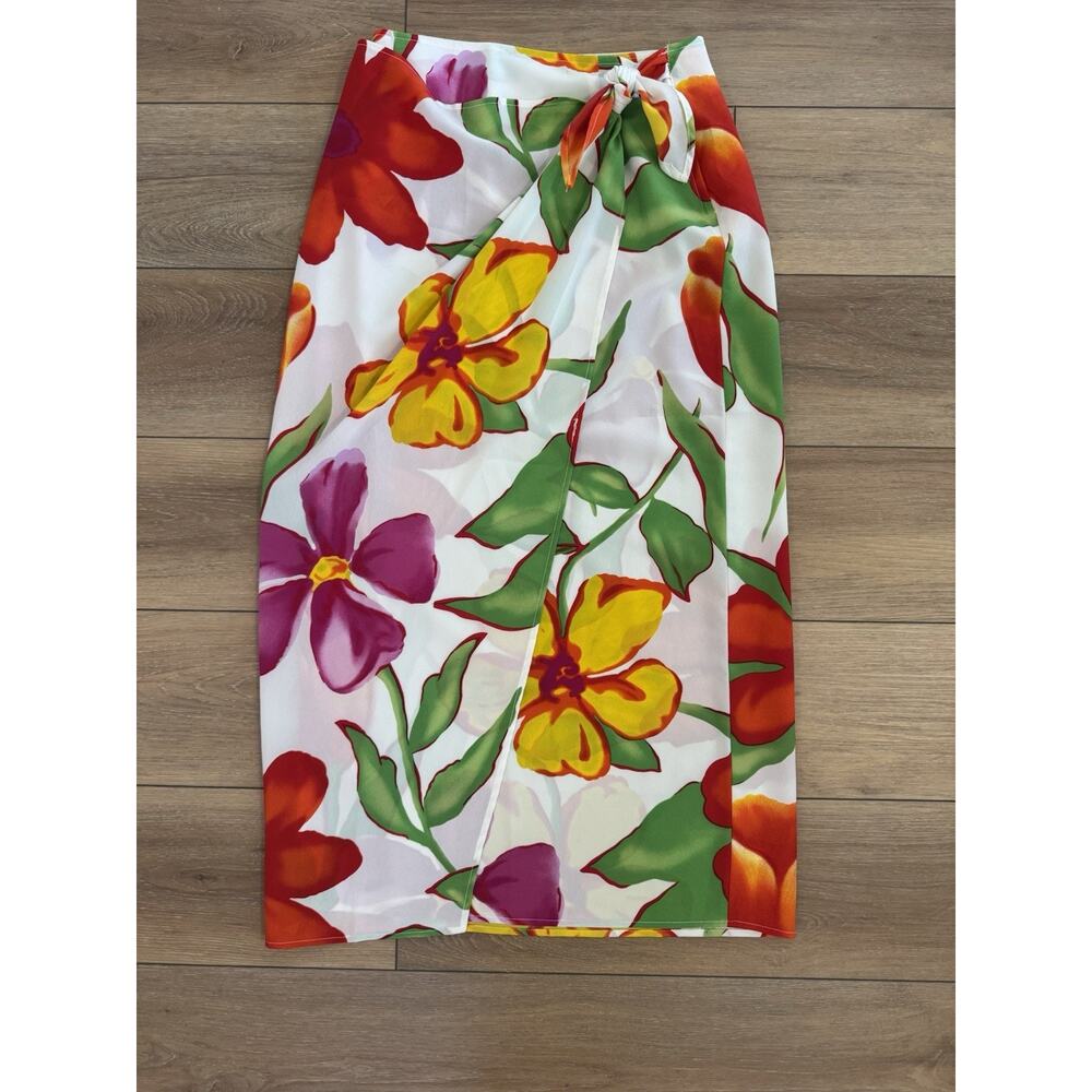 Vintage Patricia Jones Size 8 USA Tropical Wrap Skirt Highrise Colorful 80s 90s - Picture 6 of 16